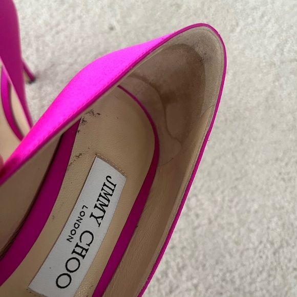 Jimmy Choo Vibrant Pink Satin Heels - Picture 9 of 9